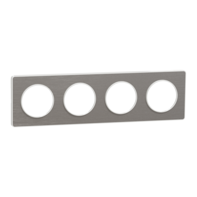 Odace - Touch - plaque - blanc et translucide verre (RAL 9003) - 4 postes horizontal 71mm | 4 postes vertical 71mm - lot de 5 - Vente par quantit� indivisible de 1 - H 85mm - L 298mm - P 10mm - IK04 - IP21 D - sans halog�ne