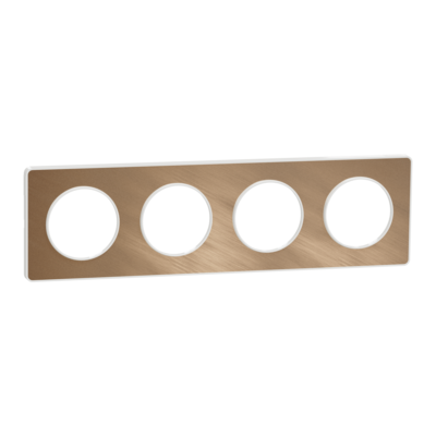 Odace - Touch - plaque - blanc et aluminium bross� (RAL 9003) - 4 postes horizontal 71mm | 4 postes vertical 71mm - lot de 5 - Vente par quantit� indivisible de 1 - H 85mm - L 298mm - P 10mm - IK04 - IP21 D - sans halog�ne