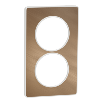 Odace - Touch - plaque - blanc et aluminium bross� (RAL 9003) - 2 postes vertical 57mm - lot de 5 - Vente par quantit� indivisible de 1 - H 142mm - L 85mm - P 10mm - IK04 - IP21 D - sans halog�ne