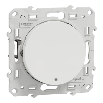 Odace - bouton-poussoir - sans marquage - lumineux - blanc (RAL 9003) - brillant - Fixation avec griffes ou par vis - 2 bornes sans vis - 10 A - 250 V CA 50/60 Hz - LED 1,5 mA - IK04 - IP21 D - couvercle de protection peinture - Certifi� NF
