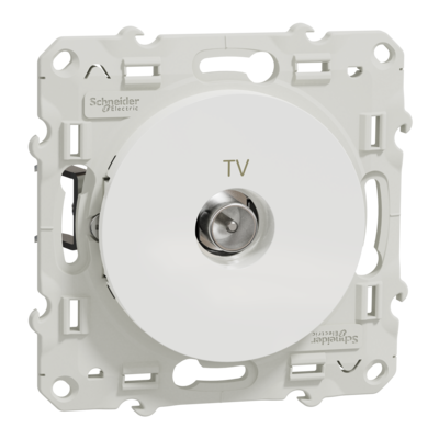 Odace - blindage TV simple - encastr� - blanc RAL9003 brillant - TV : m�le IEC 9.52 mm - Fixation avec griffes ou par vis - Livr� avec couvercle de protection peinture - IK04 - IP21 D - sans halog�ne - qt� 10