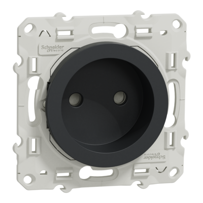 Odace - prise de courant - 2P - anthracite - fixation par vis - Raccordement : 1 x 1,5�2 x 4 mm� souple / rigide / multibrin - bornes � vis - 16 A - 250 VCA 50 Hz - NF - IK04 IP21D