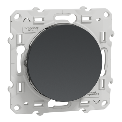 Odace - bouton-poussoir - sans marquage - anthracite - Fixation par vis - 2 bornes sans vis - 10 A - 250 V CA 50/60 Hz - IK04 - IP21 D - couvercle de protection peinture - Certifi� NF