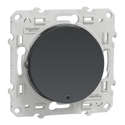 Odace - bouton-poussoir - sans marquage - lumineux - anthracite - Fixation par vis - 2 bornes sans vis - 10 A - 250 V CA 50/60 Hz - LED 1,5 mA - IK04 - IP21 D - couvercle de protection peinture - Certifi� NF