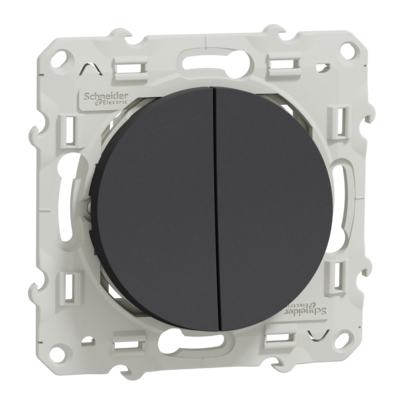 Odace - va-et-vient et bouton poussoir NO/NF - anthracite - Fixation par vis - 6 bornes sans vis - 10 AX - 250 V CA 50/60 Hz - IK04 - IP21 D - couvercle de protection peinture - Certifi� NF