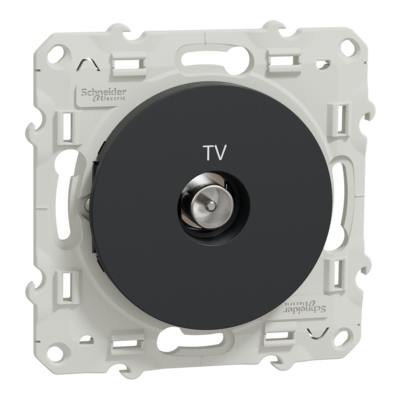 Odace - blindage TV simple - encastr� - anthracite - TV : m�le IEC 9.52 mm - Fixation par vis - Livr� avec couvercle de protection peinture - IK04 - IP21 D - sans halog�ne - qt� 10