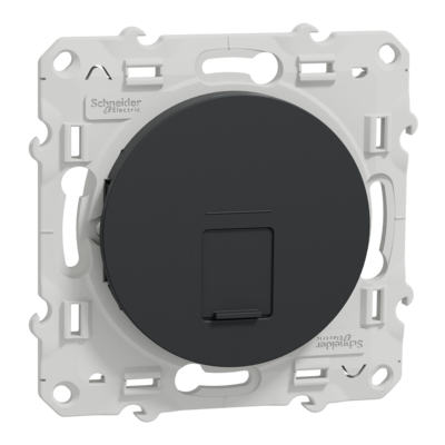 Odace - prise de communication simple - anthracite - RJ45 (8 contacts) Cat.6 <= 250 MHz - paire torsad�e blind�e - STP - Fixation par vis - Livr�e avec protection peinture - qt� 10 - IP21 - IK04 - sans halog�ne