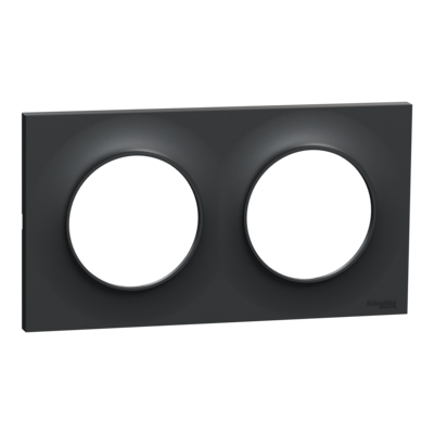Odace - Styl - plaque - anthracite - 2 postes horizontal 71mm | 2 postes vertical 71mm - lot de 5 - Vente par quantit� indivisible de 1 - H 85mm - L 156mm - P 10mm - IK04 - IP21 D - sans halog�ne