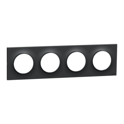 Odace - Styl - plaque - anthracite - 4 postes horizontal 71mm | 4 postes vertical 71mm - lot de 5 - Vente par quantit� indivisible de 1 - H 85mm - L 298mm - P 10mm - IK04 - IP21 D - sans halog�ne