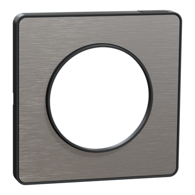 Odace - Touch - plaque - anthracite et aluminium bross� - 1 poste - qt� 10 - Vente par quantit� indivisible de 1 - H 85mm - L 85mm - P 10mm - IK04 - IP21 D - sans halog�ne