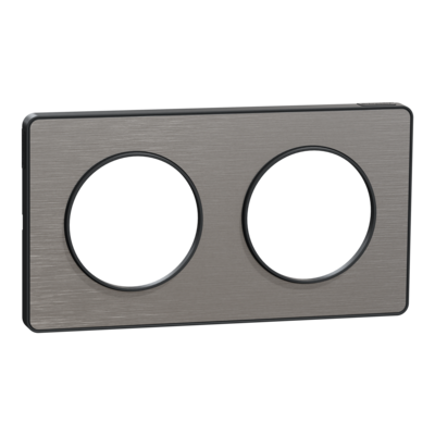 Odace - Touch - plaque - anthracite et aluminium bross� - 2 postes horizontal 71mm | 2 postes vertical 71mm - lot de 5 - Vente par quantit� indivisible de 1 - H 85mm - L 156mm - P 10mm - IK04 - IP21 D - sans halog�ne