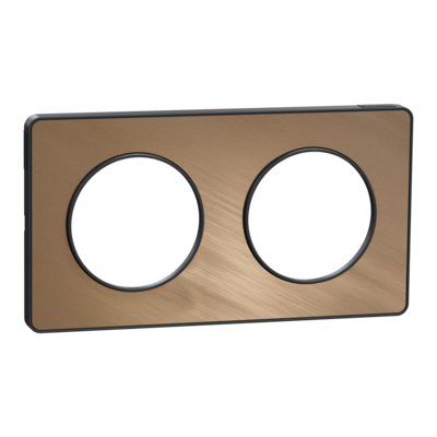 Odace - Touch - plaque - anthracite et bronze bross� - 2 postes horizontal 71mm | 2 postes vertical 71mm - lot de 5 - Vente par quantit� indivisible de 1 - H 85mm - L 156mm - P 10mm - IK04 - IP21 D - sans halog�ne