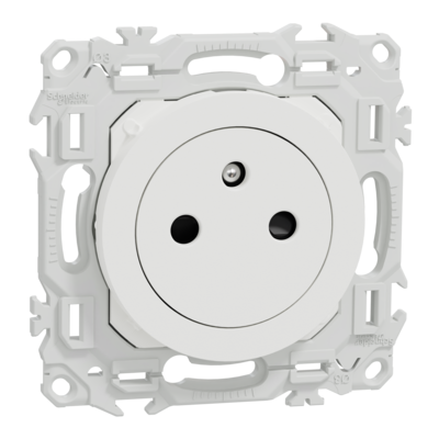 Odace prise 2P+T affleurante blanc