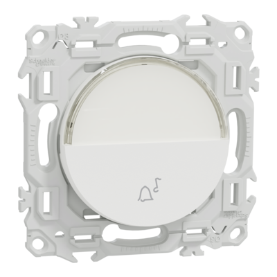 Odace - bouton-poussoir porte-�tiquette - symbole carillon - blanc craie