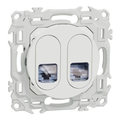 Odace prise double RJ45 cat.6 STP blanc