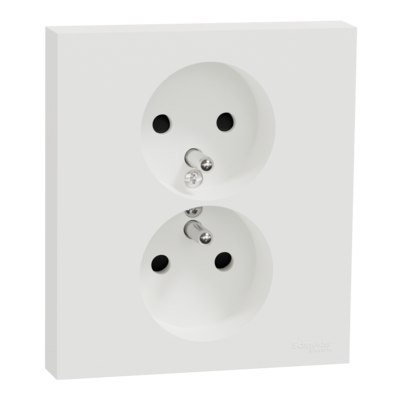 Odace prise 2P+T double blanc griffes