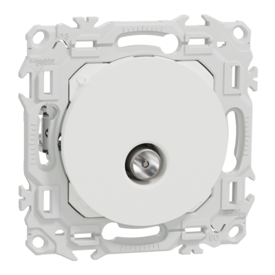 Odace prise TV simple blanc griffes