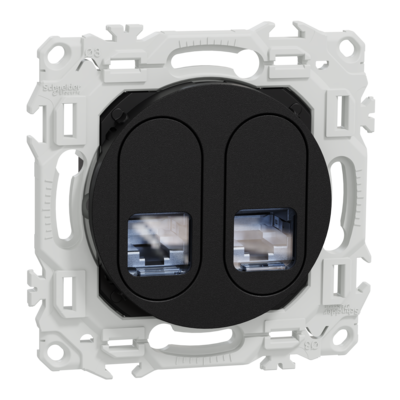 Odace prise double RJ45 cat.6 STP noir