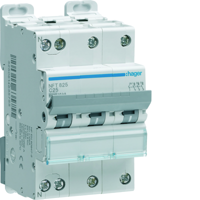 Disjoncteur 6A 3P+N 6-10kA Courbe C 3module