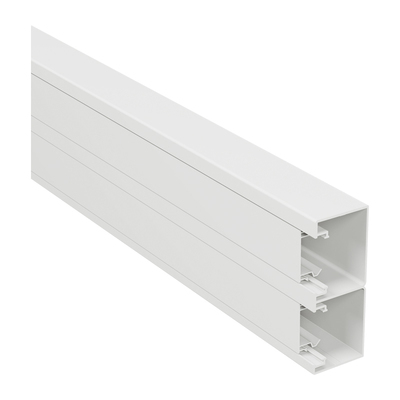 Goulotte Logix 45-130x50-2 compartiments-2m-Livr� avec couvercle-PVC Blanc Artic