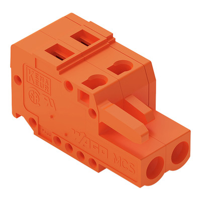 Connecteur femelle droit / Pas 5,08 mm / 2 p�les / Orange