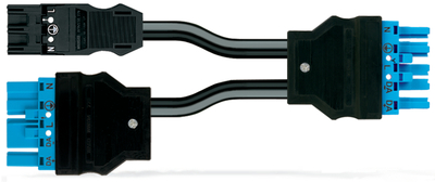 Cordon Y pr�c�bl� Eca 2 x connecteur m�le/connecteur femelle, noir/bleu