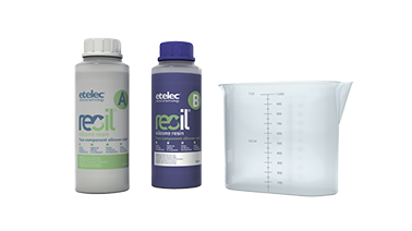 R�sine silicone r�accessible bleu opaque, 1 L, en bouteilles