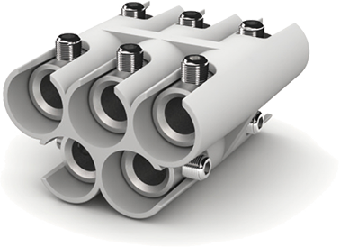 Connecteur aluminium �tam� isol� cylindrique, 5 p�les, 2,5 - 25 mm�