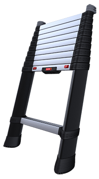 Echelle t�lescopique profil triangulaire. Ferm�e 0,79m, ouverte maxi 3,80m