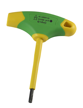 Cl� en T 6 pans m�le 4mm bimati�re isol� 1000V pour bornes de disjoncteurs