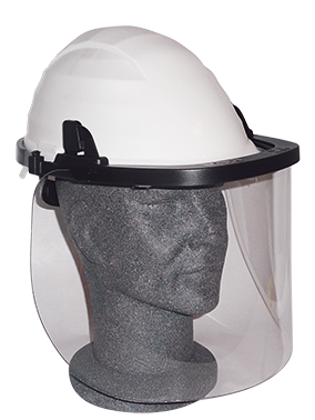 Ensemble casque �lectricien et pare-visage relevable.