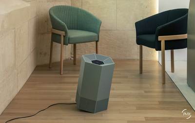 Purificateur d'air professionnel Shield vert malachite, fabriqu� en France.