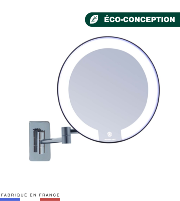 Miroir Cosmos lumineux chrom� bras tubulaire