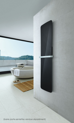 Folio glass EL, surface verre en finition noire, 800W , H 1796 mm / L 540 mm