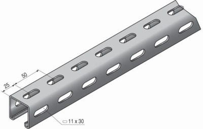 Rail STRUT 41x41x1.80, perfor� 3 faces, longueur 3m, SZ