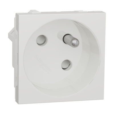 Unica - prise de courant 2P+T - 16A - 250Vca - standard fran�ais - 45� - raccordement rapide traversant - Blanc antimicrobien - m�canisme seul