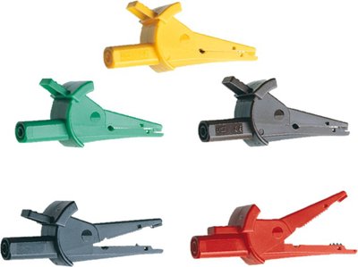 Pince crocodile de s�curit� marron IP2X, grande capacit� de serrage