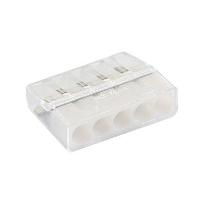 Borne de connexion transparente 5 entr�es gris MINI CONNEX green