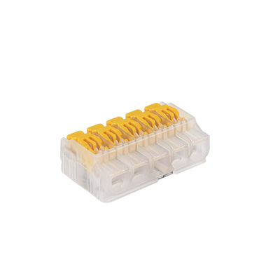 Borne � leviers transparente jaune 5 entr�es EASY CONNEX