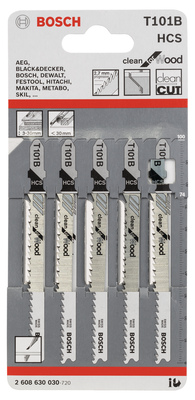 5 Lames scie sauteuse HCS Clean Bois 100mm ; Pas : 2,7mm T101B