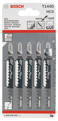 5 Lames scie sauteuse HCS Speed Bois 100mm ; Pas : 4-5,2mm T144D