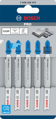 5 Lames scie sauteuse PRO HSS Multim�tal 100mm ; Pas : 1,2-2,6mm T123XF