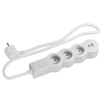 Multiprise 3x2P+T 16A 230V-3680W + USB A/C - inter ON/OFF - cordon 1,5m - B