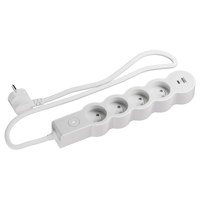 Multiprise 4x2P+T 16A 230V-3680W + USB A/C - inter ON/OFF - cordon 1,5m - B