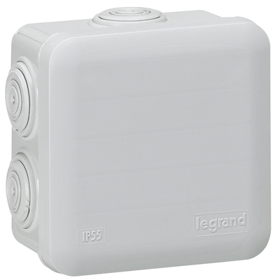 Bo�te de d�rivation carr�e 80x80x45mm - fermeture par enclipsage - gris