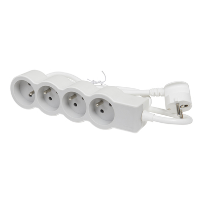 Rallonge 4x2P+T avec cordon 3m 3G 1,5mm� - blanc/gris clair