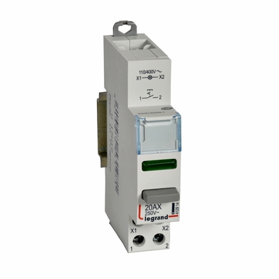 Poussoir modulaire - double fonction voyant 1 NO + LED vert 110/400V~~ -1 module