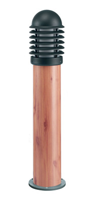CALEO 1 - Borne Ext. IP44 IK07, graphite/bois, E27 100W max., Lpe non incl.