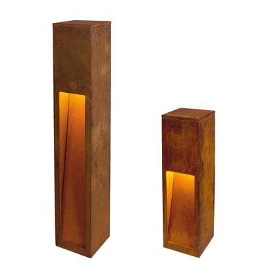 RUSTY� SLOT 50, borne ext�rieure, fonte rouill�e, E27, 11W max, IP44, bord mer