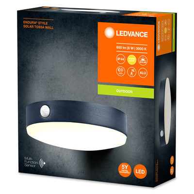 LDV ENDURA STYLE Solar Tossa Sensor 6W/3000K 500lm IP44 Gris Applique LEDVANCE